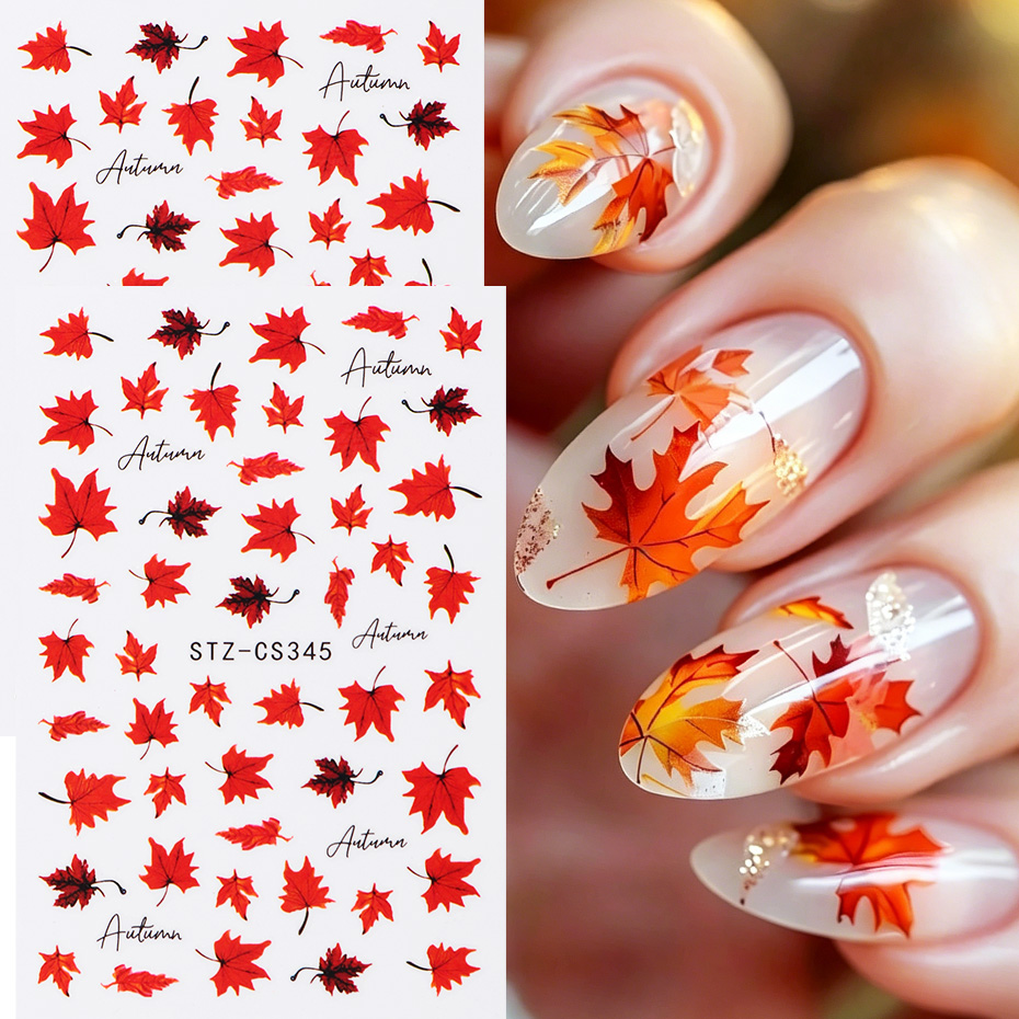 2pcs Watercolor Orange Red Map - Nail Art Orange recension och pris