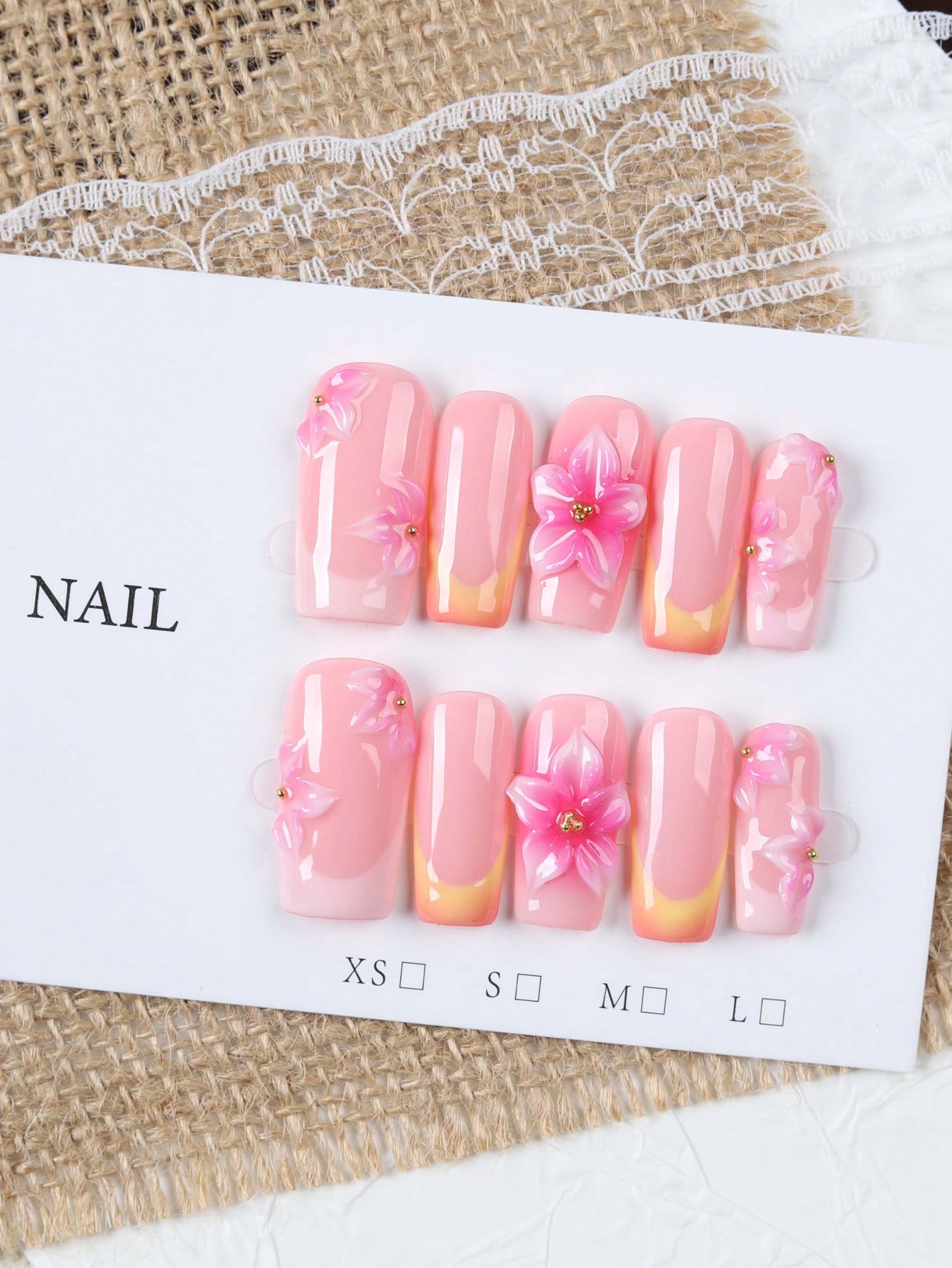 10 Pieces of Medium-Length Rec - Nail Art Orange recension och pris